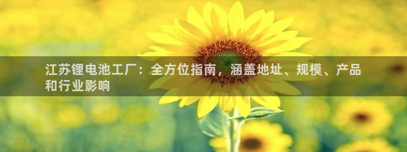 尊龙凯时 人生就是搏：江苏锂电池工厂：全方位指南，涵盖地址、规模、产品
和行业影响